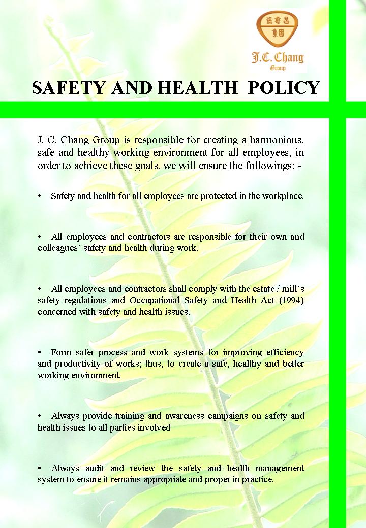 Safety And Health Policy Malaysia Sample Health And Safety Engineer